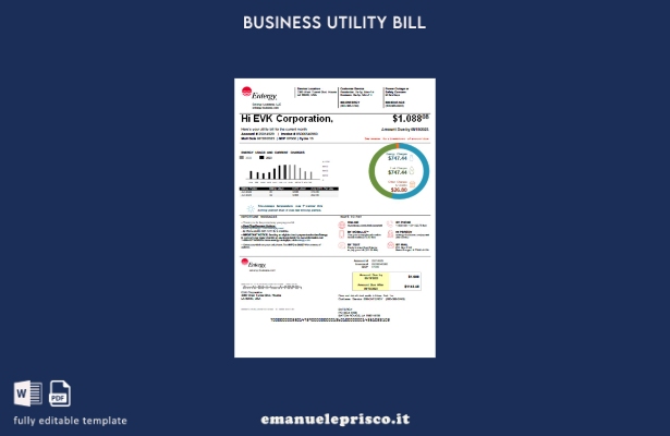modello di fattura aziendale di servizi pubblici Louisiana Entergy stile verific